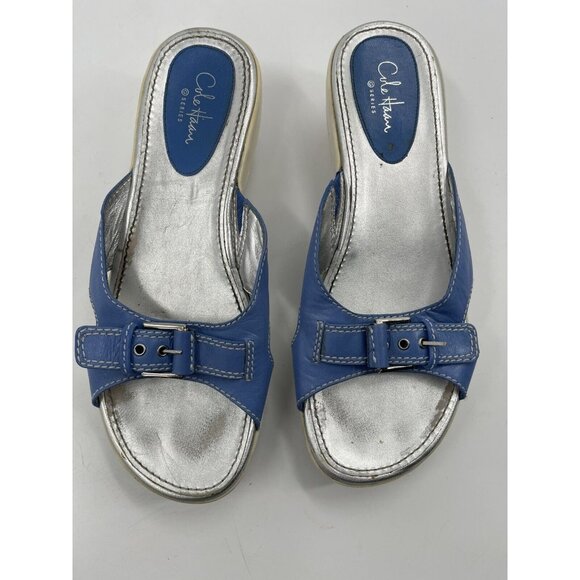 Cole Haan Blue Silver And White Sole NikeAir Wedge Buckle Size 7.5 D21967 - Picture 3 of 15